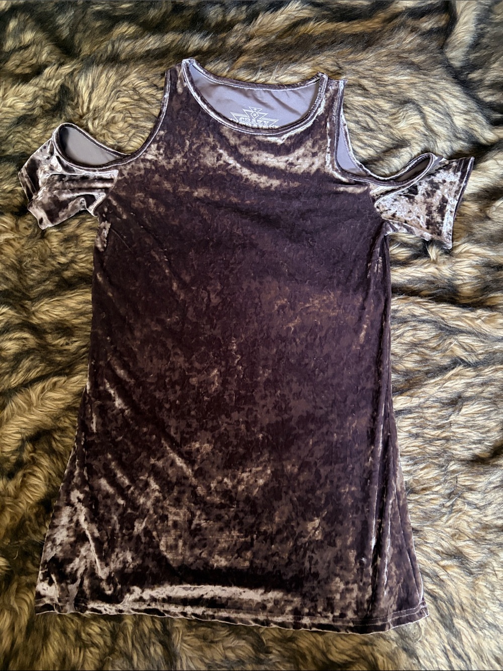 Crazy Train- Purple Velvet Cold-Shoulder Tank Size Medium